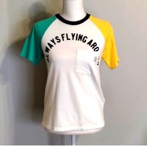 Zara 'Always Flying Around' Short Sleeve Tee Size 10 Pocket Tee